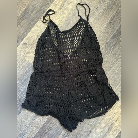 Black crochet romper cover-up - Picture 1 of 1